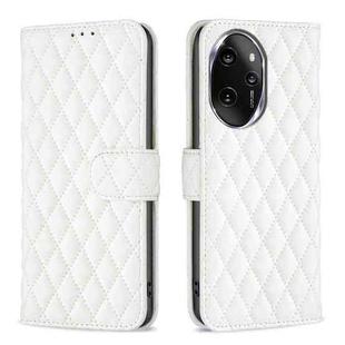 For Honor 100 Pro Diamond Lattice Wallet Flip Leather Phone Case(White)