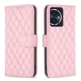 For Honor 100 Diamond Lattice Wallet Flip Leather Phone Case(Pink)