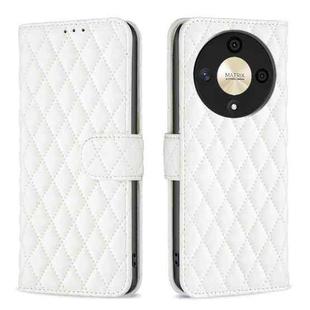 For Honor X9b/Magic6 Lite 5G Diamond Lattice Wallet Flip Leather Phone Case(White)