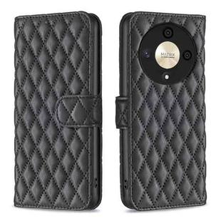 For Honor X9b/Magic6 Lite 5G Diamond Lattice Wallet Flip Leather Phone Case(Black)