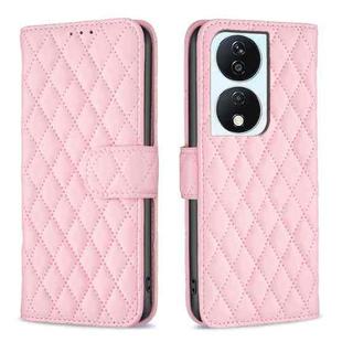 For Honor X7b Diamond Lattice Wallet Flip Leather Phone Case(Pink)
