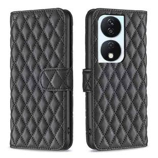 For Honor X7b Diamond Lattice Wallet Flip Leather Phone Case(Black)