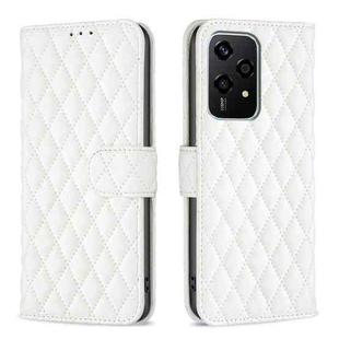 For Honor 200 Lite Global Diamond Lattice Wallet Flip Leather Phone Case(White)