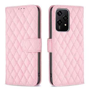 For Honor 200 Lite Global Diamond Lattice Wallet Flip Leather Phone Case(Pink)