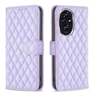 For Honor 200 Diamond Lattice Wallet Flip Leather Phone Case(Purple)