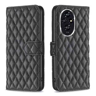 For Honor 200 Diamond Lattice Wallet Flip Leather Phone Case(Black)