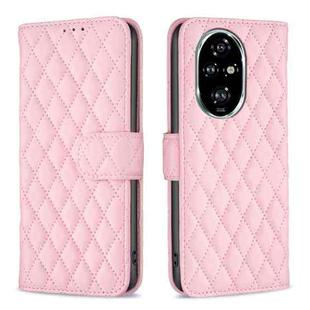 For Honor 200 Pro Diamond Lattice Wallet Flip Leather Phone Case(Pink)