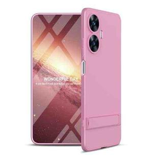 For Realme C55 GKK Three Stage Splicing Full Coverage PC Phone Case with Stand(Rose Gold)