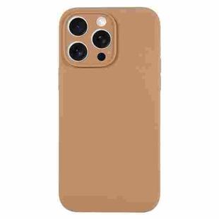 For iPhone 15 Pro Pure Color Liquid Silicone Fine Pore Phone Case(Light Brown)