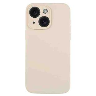 For iPhone 15 Plus Pure Color Liquid Silicone Fine Pore Phone Case(Antique White)