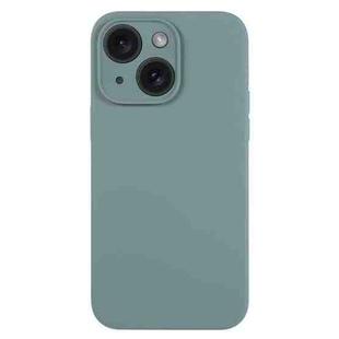For iPhone 15 Plus Pure Color Liquid Silicone Fine Pore Phone Case(Pine Needle Green)