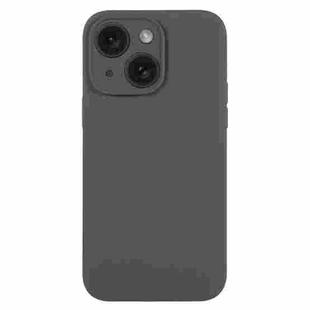 For iPhone 15 Plus Pure Color Liquid Silicone Fine Pore Phone Case(Charcoal Black)