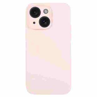 For iPhone 15 Pure Color Liquid Silicone Fine Pore Phone Case(Grey Pink)