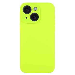 For iPhone 15 Pure Color Liquid Silicone Fine Pore Phone Case(Bright Green)