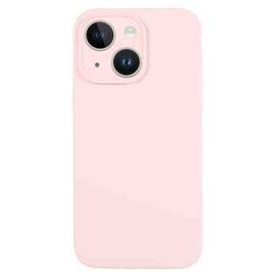 For iPhone 14 Plus Pure Color Liquid Silicone Fine Pore Phone Case(Grey Pink)