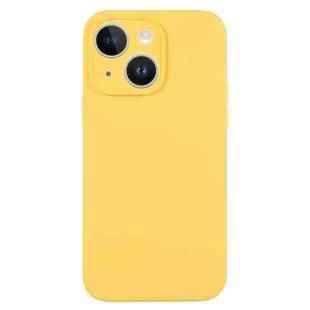 For iPhone 14 Plus Pure Color Liquid Silicone Fine Pore Phone Case(Yellow)