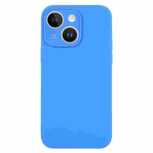 For iPhone 14 Plus Pure Color Liquid Silicone Fine Pore Phone Case(Lake Blue)