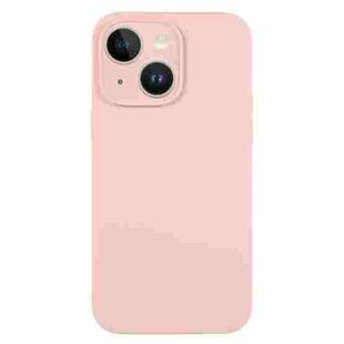 For iPhone 14 Pure Color Liquid Silicone Fine Pore Phone Case(Sand Pink)