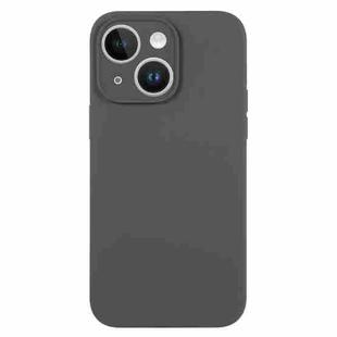 For iPhone 14 Pure Color Liquid Silicone Fine Pore Phone Case(Charcoal Black)