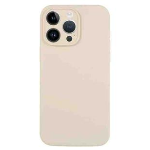 For iPhone 14 Pro Max Pure Color Liquid Silicone Fine Pore Phone Case(Antique White)