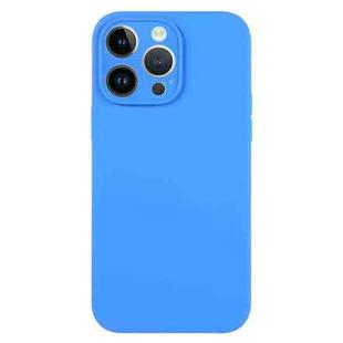 For iPhone 14 Pro Max Pure Color Liquid Silicone Fine Pore Phone Case(Lake Blue)