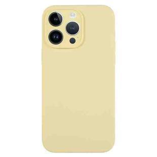 For iPhone 13 Pro Max Pure Color Liquid Silicone Fine Pore Phone Case(Creamy Yellow)