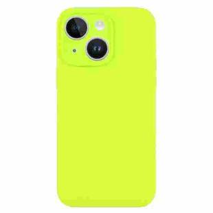 For iPhone 13 Pure Color Liquid Silicone Fine Pore Phone Case(Bright Green)