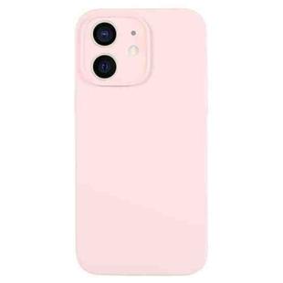 For iPhone 12 Pure Color Liquid Silicone Fine Pore Phone Case(Grey Pink)