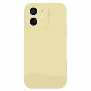 For iPhone 12 Pure Color Liquid Silicone Fine Pore Phone Case(Creamy Yellow)