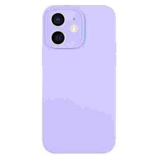 For iPhone 12 Pure Color Liquid Silicone Fine Pore Phone Case(Light Purple)