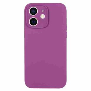 For iPhone 12 Pure Color Liquid Silicone Fine Pore Phone Case(Grape Purple)