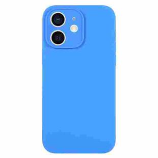 For iPhone 12 Pure Color Liquid Silicone Fine Pore Phone Case(Lake Blue)