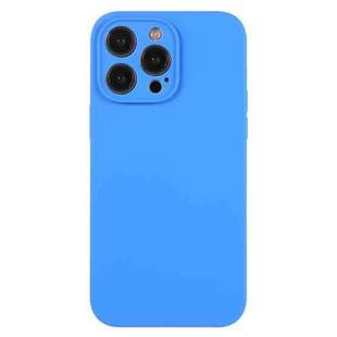 For iPhone 12 Pro Max Pure Color Liquid Silicone Fine Pore Phone Case(Lake Blue)