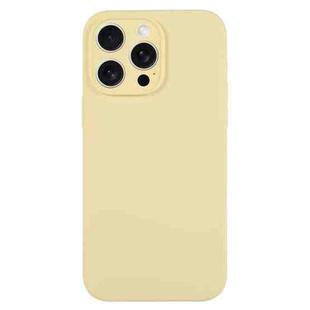 For iPhone 16 Pro Max Pure Color Liquid Silicone Fine Pore Phone Case(Creamy Yellow)