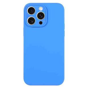 For iPhone 16 Pro Max Pure Color Liquid Silicone Fine Pore Phone Case(Lake Blue)