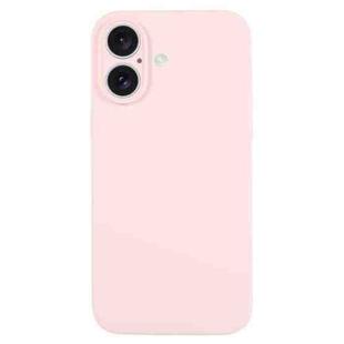 For iPhone 16 Pure Color Liquid Silicone Fine Pore Phone Case(Grey Pink)