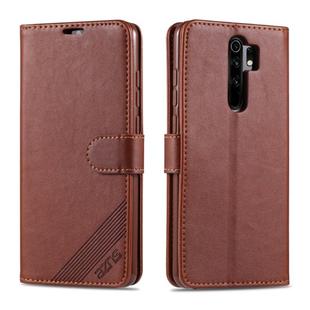For Xiaomi Redmi 9 AZNS Sheepskin Texture Horizontal Flip Leather Case with Holder & Card Slots & Wallet(Brown)