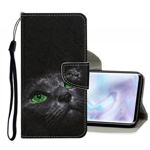 For Xiaomi Mi Note 10 Pro Colored Drawing Pattern Horizontal Flip Leather Case with Holder & Card Slots & Wallet(Black Cat)