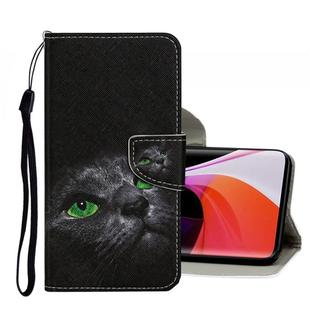 For Xiaomi Mi 10 5G Colored Drawing Pattern Horizontal Flip Leather Case with Holder & Card Slots & Wallet(Black Cat)