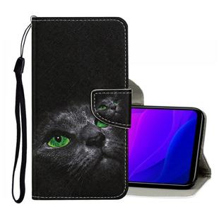 For Xiaomi Mi 10 Lite 5G Colored Drawing Pattern Horizontal Flip Leather Case with Holder & Card Slots & Wallet(Black Cat)