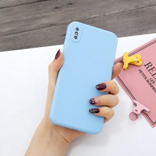 For iPhone X & XS Magic Cube Frosted Silicone Shockproof Full Coverage Protective Case(Baby Blue)