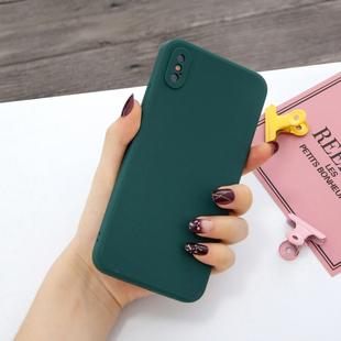 For iPhone X & XS Magic Cube Frosted Silicone Shockproof Full Coverage Protective Case(Deep Green)