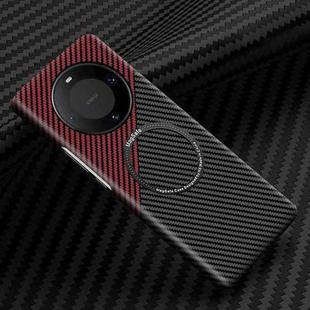 For Huawei Mate 60 Pro Magnetic Carbon Fiber Shockproof Phone Case(Black Red)