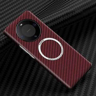 For Huawei Mate 60 Pro Magnetic Carbon Fiber Shockproof Phone Case(Red)