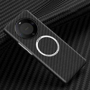 For Huawei Mate 60 Pro Magnetic Carbon Fiber Shockproof Phone Case(Black)