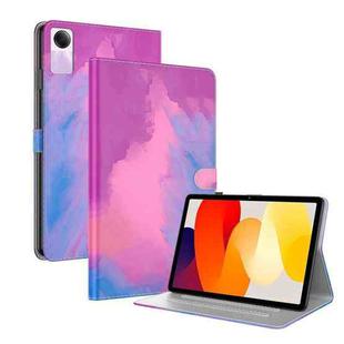 For Xiaomi Redmi Pad SE 11 inch Watercolor Pattern Flip Leather Tablet Case(Purple Red)