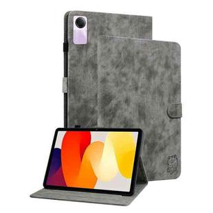 For Xiaomi Redmi Pad SE 11 inch Tiger Pattern Flip Leather Tablet Case(Grey)