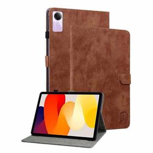 For Xiaomi Redmi Pad SE 11 inch Tiger Pattern Flip Leather Tablet Case(Brown)