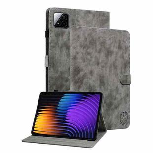 For Xiaomi Pad 7 / Pad 7 Pro Tiger Pattern Flip Leather Tablet Case(Grey)