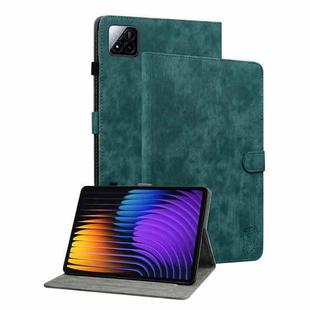 For Xiaomi Pad 7 / Pad 7 Pro Tiger Pattern Flip Leather Tablet Case(Dark Green)
